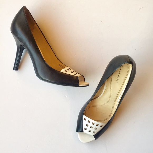 Tahari Shoes - Tahari black & white peep toes w laser cutouts